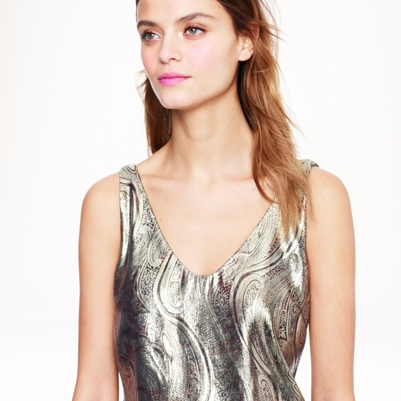 J.Crew Cate Cami in Gilded Paisley Lamé - Picture 2 of 8
